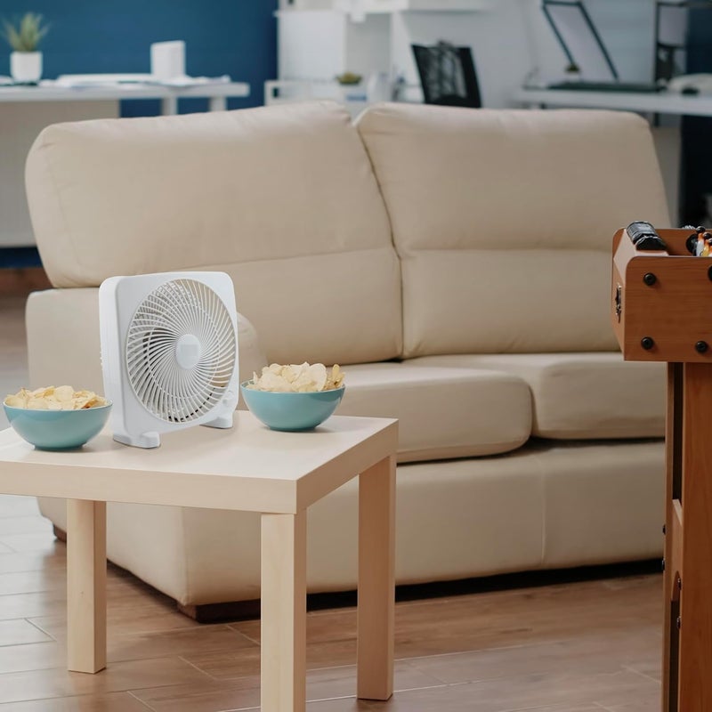 EZ-CHILL مروحة صندوقية كهربائية محمولة 9 بوصة بسرعتين، هادئة، مثالية للمنزل، غرفة النوم، السكن الجامعي، والمكتب، BP-9B - Image 4